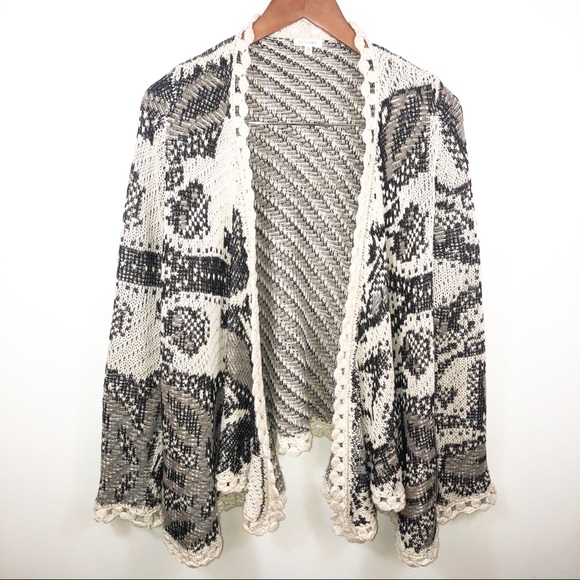 En Creme Sweaters - En Creme Open Knit Boho Crochet Cardigan Sweater Small Cottagecore Coquette